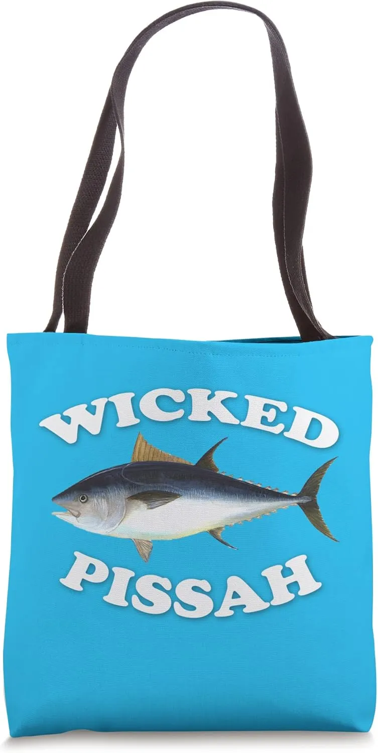 Wicked Pissah Bluefin Tuna Illustration Fishing Angler Gear Tote Bag