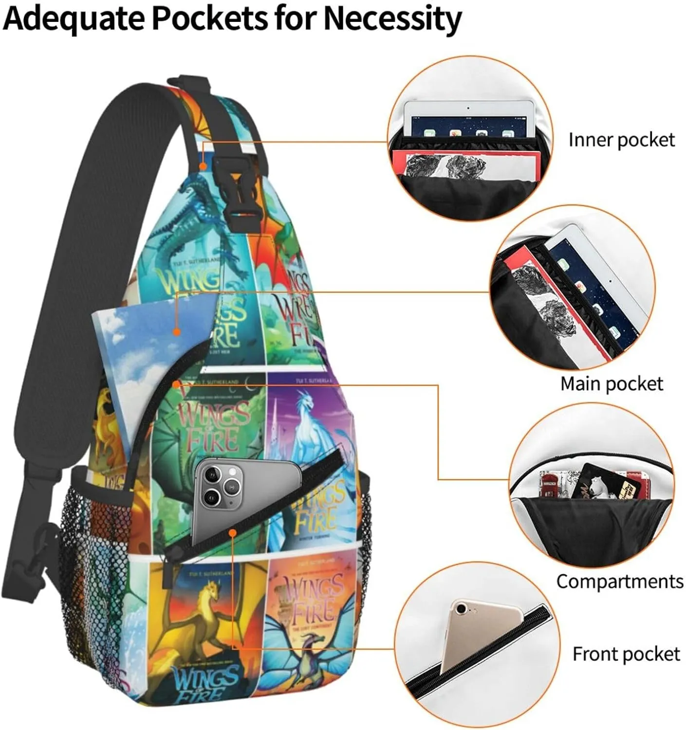 Wings Of Fire Sling Backpack Crossbody Sling Bag, Shoulder Bag Chest Bag Daypack Fanny Pack Cross Body Bag For Women Men