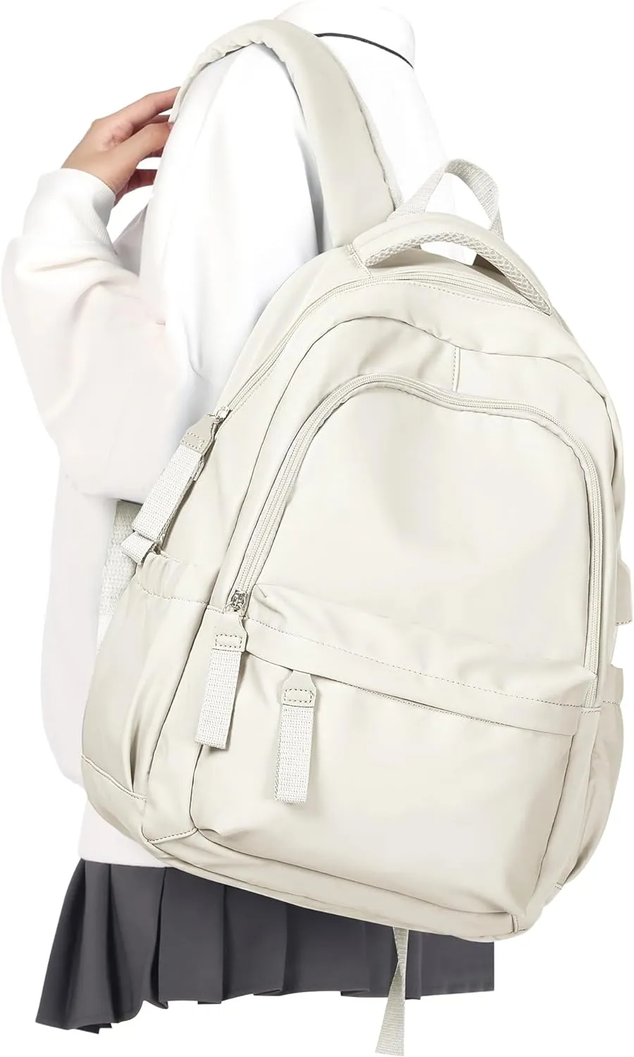 winspansy Small Backpack For School Girls Boys Aesthetic Lightweight Travel Daypack Simple Cute Backpack For Women Men College High School Bookbag Fit 14 Inch Laptop With USB charging port,Beige