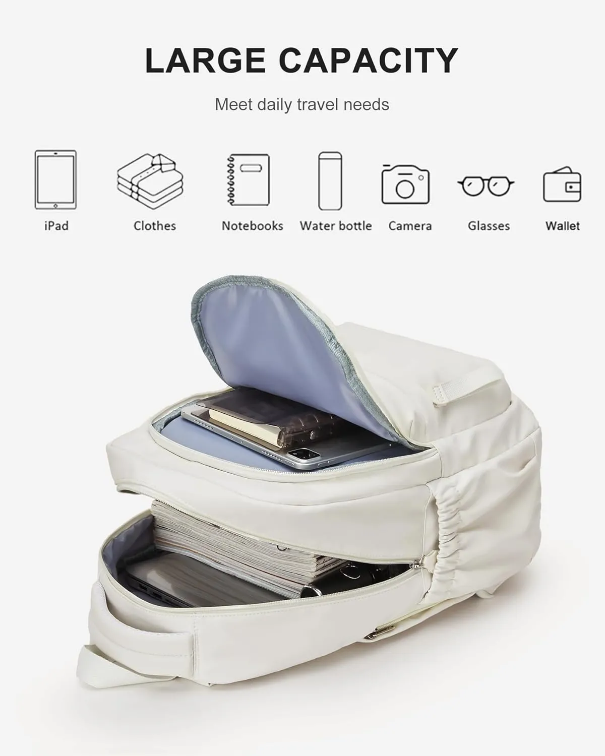 winspansy Small Backpack For School Girls Boys Aesthetic Lightweight Travel Daypack Simple Cute Backpack For Women Men College High School Bookbag Fit 14 Inch Laptop With USB charging port,Beige