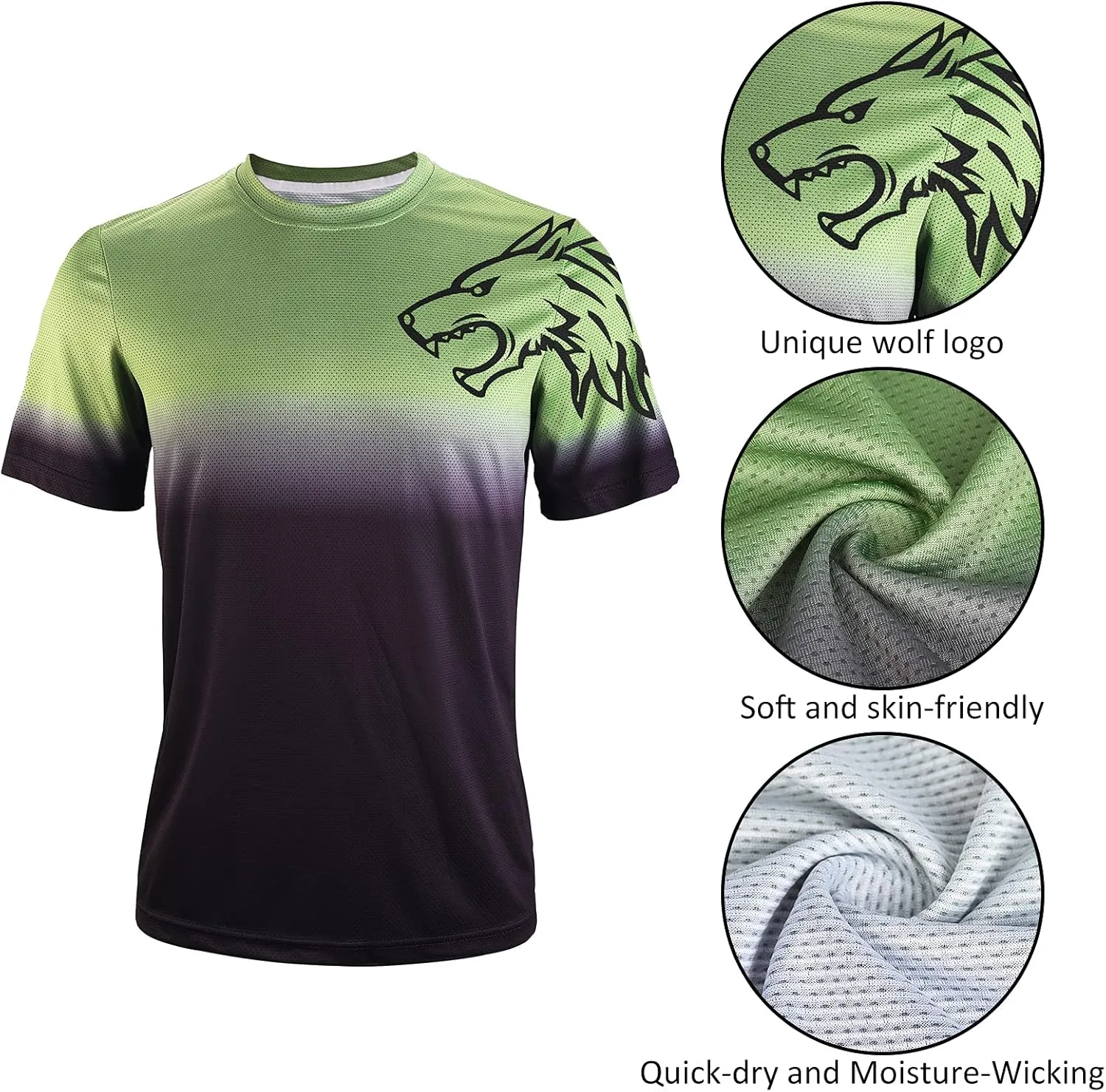 Wisdom Leaves Mens Mountain Bike Jersey Short Sleeve MTB Shirts Moisture-Wicking and Quick-Dry