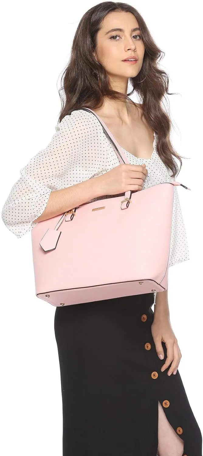 Women Fashion Synthetic Leather Handbags Tote Bag Shoulder Bag Top Handle Satchel Purse Set 4pcs