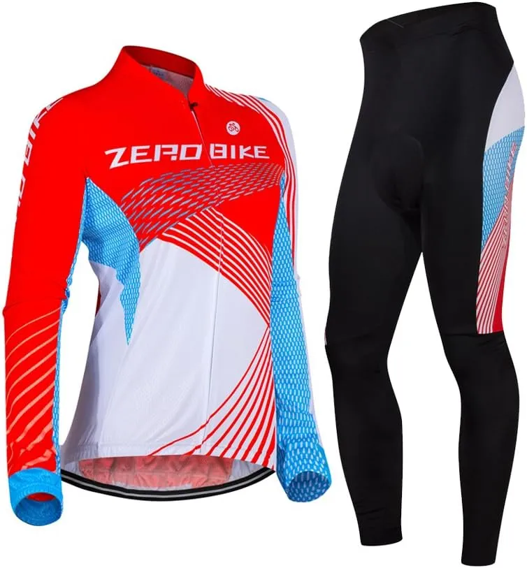 Women's Breathable Long Sleeve 3D Gel Padded Bicycle Cycling Suit Mesh Cloting Pants Set UV Protective
