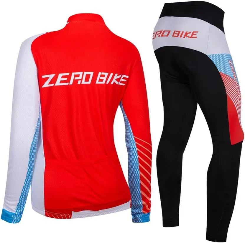 Women's Breathable Long Sleeve 3D Gel Padded Bicycle Cycling Suit Mesh Cloting Pants Set UV Protective