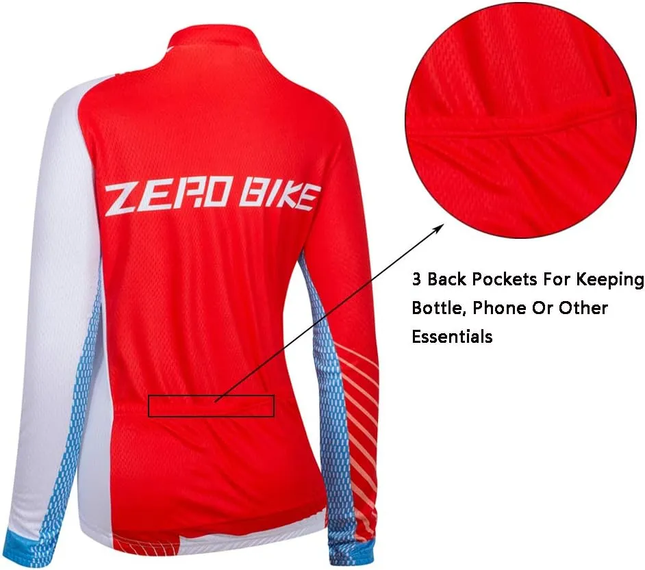 Women's Breathable Long Sleeve 3D Gel Padded Bicycle Cycling Suit Mesh Cloting Pants Set UV Protective