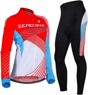 Women's Breathable Long Sleeve 3D Gel Padded Bicycle Cycling Suit Mesh Cloting Pants Set UV Protective