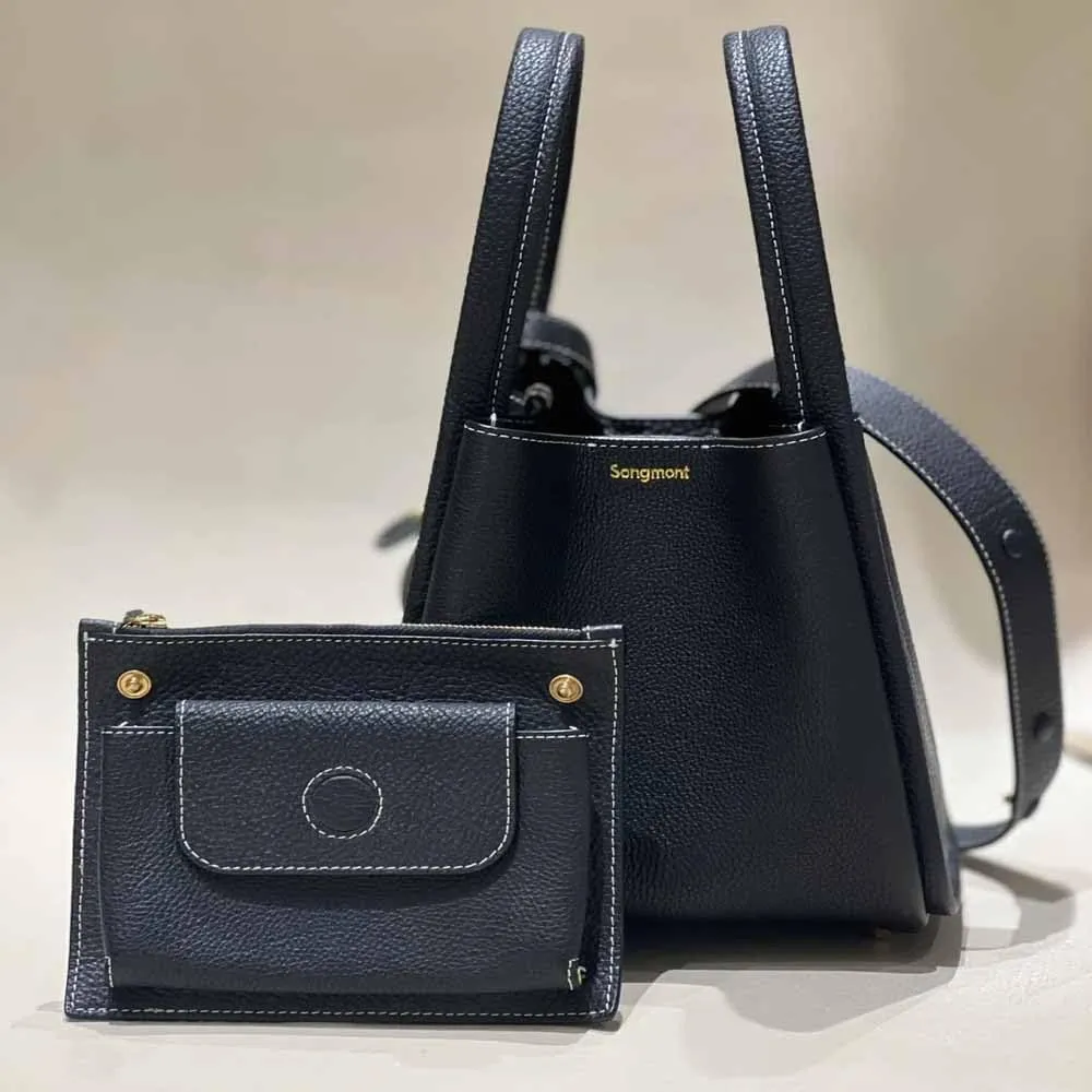 Women's Classic Design Luxury Leather Bag Soft Handbag Fashion Multi functional Bucket Bag Elegant Handbag