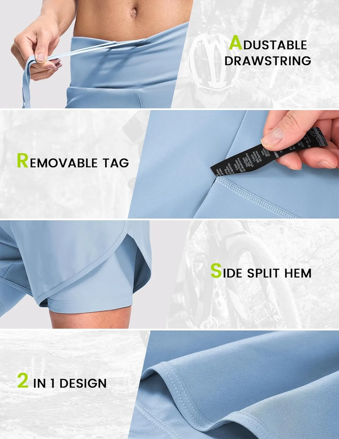 Womens Cycling Shorts Padded Mountain Bike Road Biking Padding Cycle Biker Bicycle Shorts with Zipper Pockets