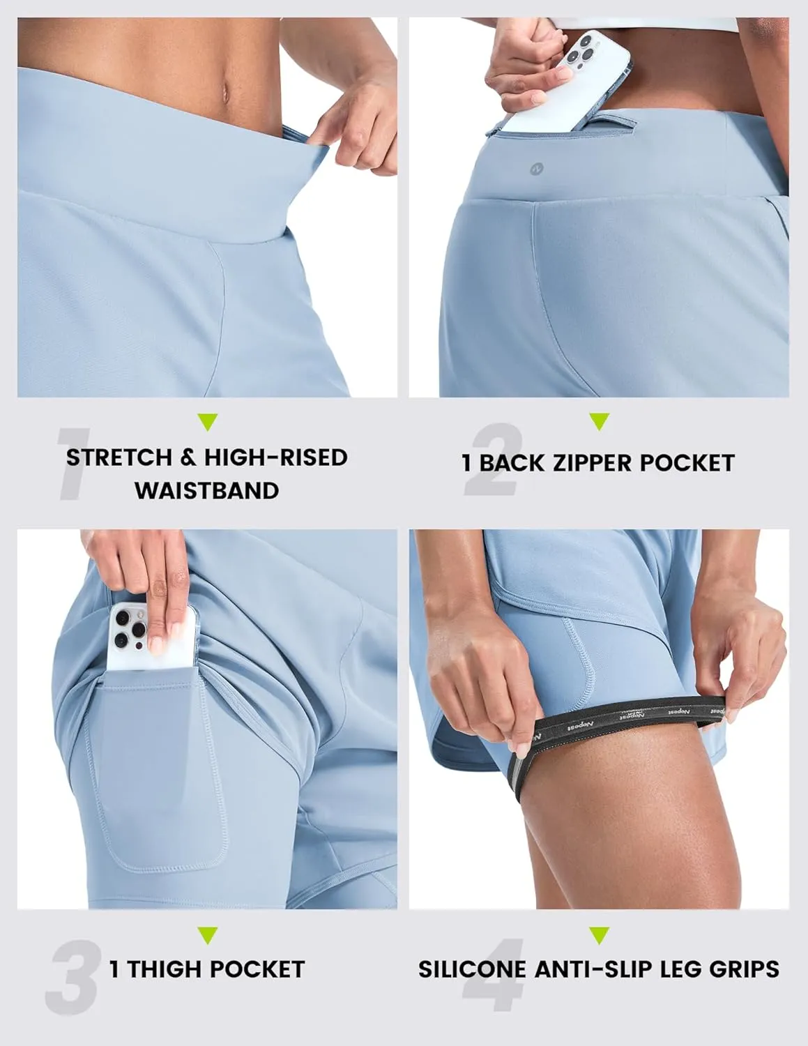 Womens Cycling Shorts Padded Mountain Bike Road Biking Padding Cycle Biker Bicycle Shorts with Zipper Pockets