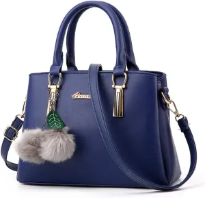 Women's Large Capacity Shoulder Casual Messenger Winter Hair Ball Decoration Handbag
