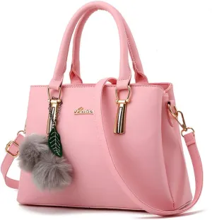 Women's Large Capacity Shoulder Casual Messenger Winter Hair Ball Decoration Handbag