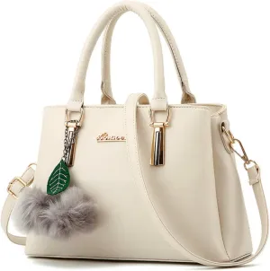 Women's Large Capacity Shoulder Casual Messenger Winter Hair Ball Decoration Handbag