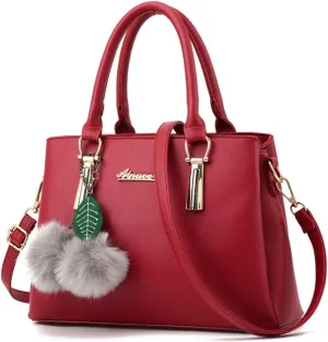 Women's Large Capacity Shoulder Casual Messenger Winter Hair Ball Decoration Handbag