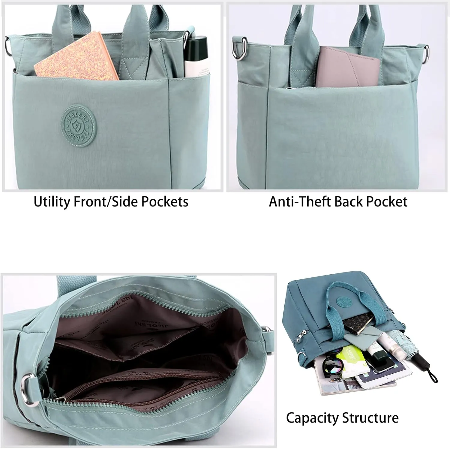 Womens Nylon Waterproof with Zipper Anti Theft Multi-pocket CrossBody Bag, Clutch Wallet with Adjustable Strap Daily Bags (Dark Blue)