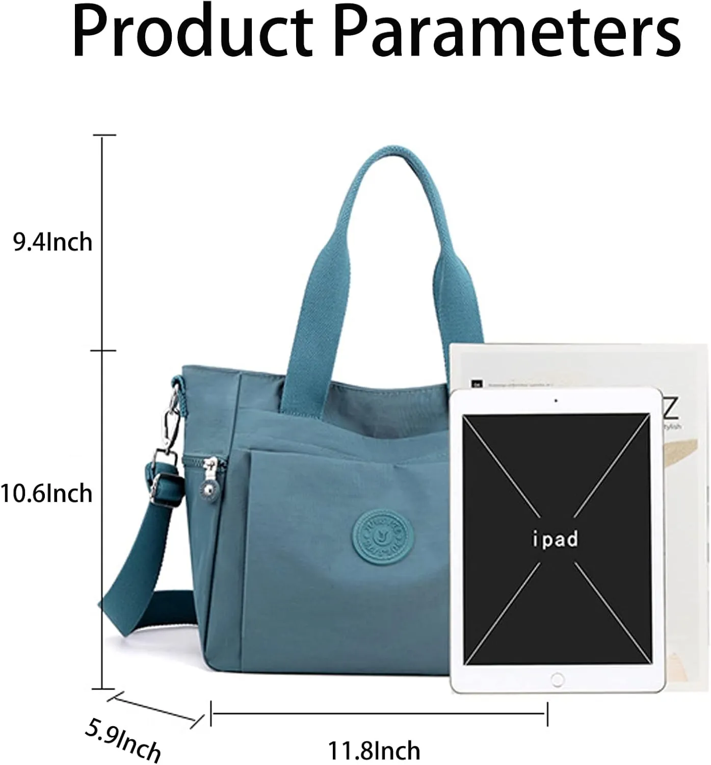 Womens Nylon Waterproof with Zipper Anti Theft Multi-pocket CrossBody Bag, Clutch Wallet with Adjustable Strap Daily Bags (Dark Blue)