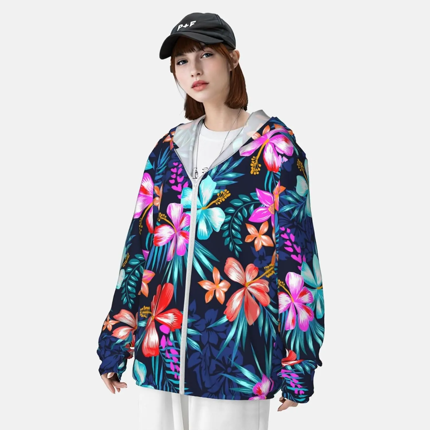 Women's UPF 50  Sun Protection Hooded Jacket Long Sleeve UV Shirts With Pockets Hiking Outdoor Performance