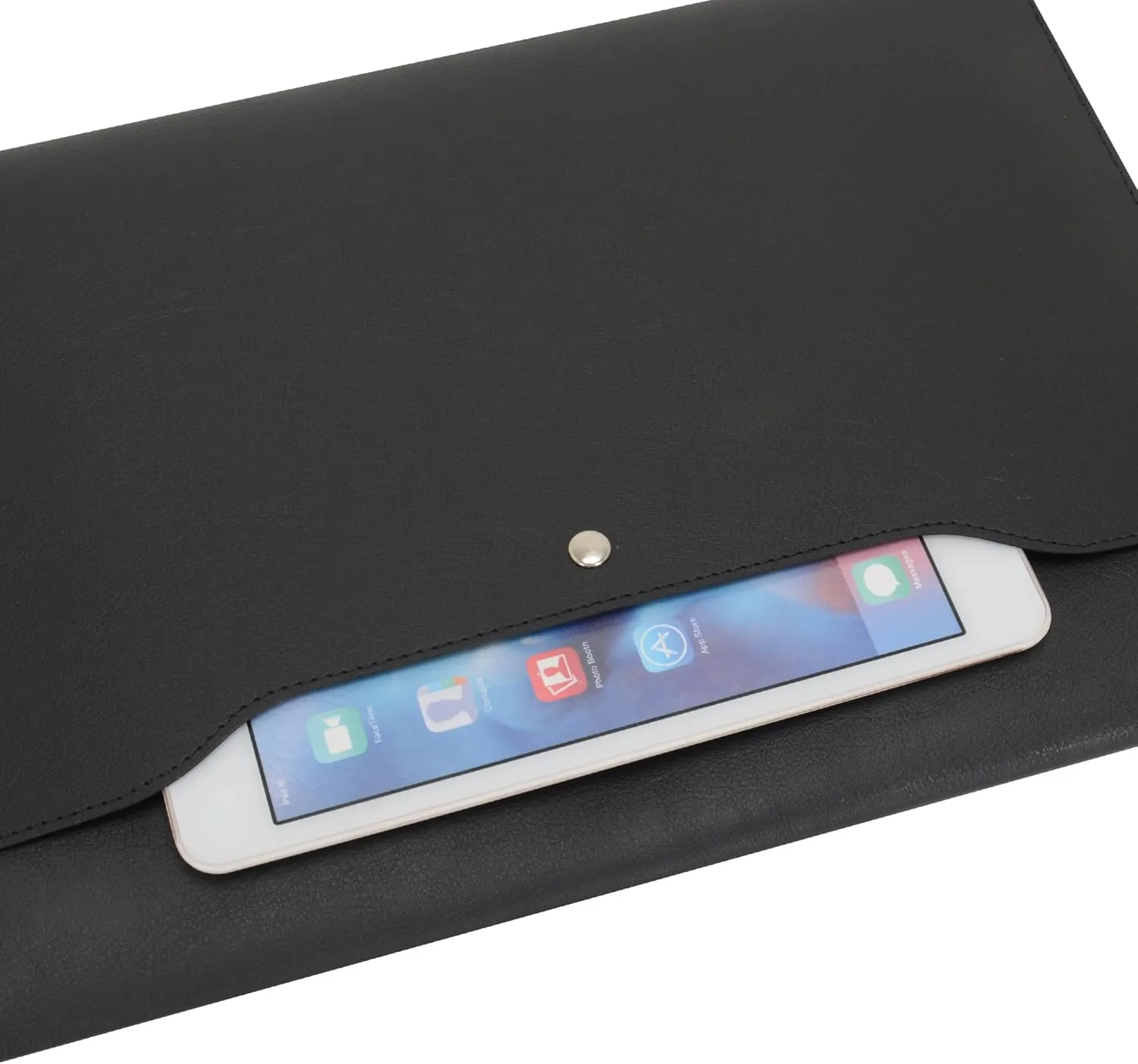 Wonderpool A4 PU Leather Envelope Documents File Portfolio Large Capacity Folders Travel Bag for Paper Letter Stationery Organizer and Tablet Case PC Sleeve (Black)