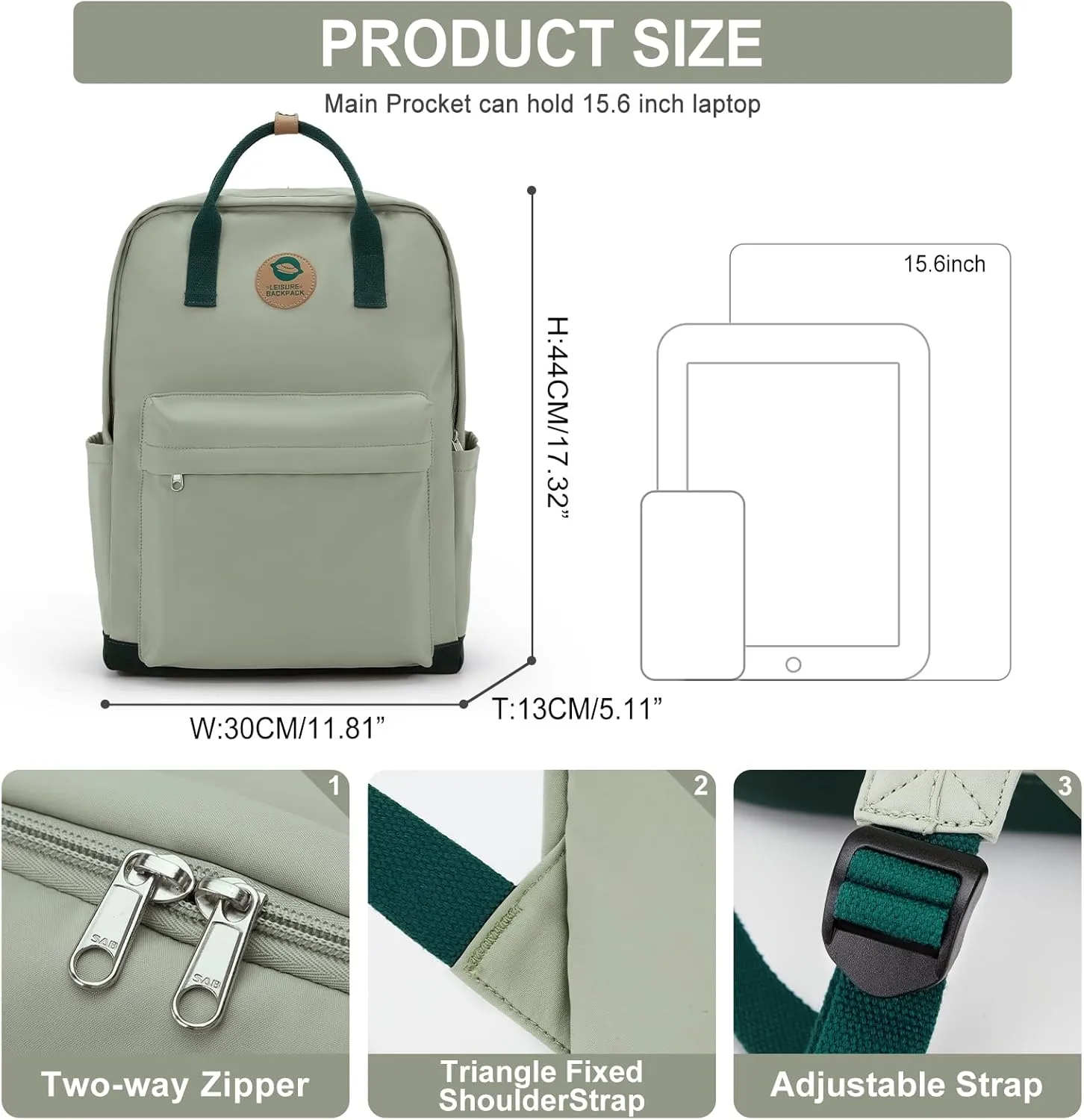 Work Backpck Men Small Travel Backpack For Women Waterproof Diaper Bag Trendy Gym Backpack Lightweight Laptop Backpack 11 Inch Simple College Backpacks(Green)