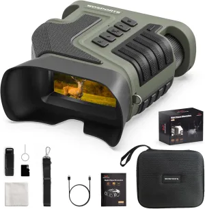 WOSPORTS Night Vision Binoculars, 4K Night Vision Goggles 1315FT 10X Optical Zoom 8X Digital Zoom Rechargeable NVG with 3'' Screen and 32GB TF Card Bird Watching, Outdoors, Photo, Video
