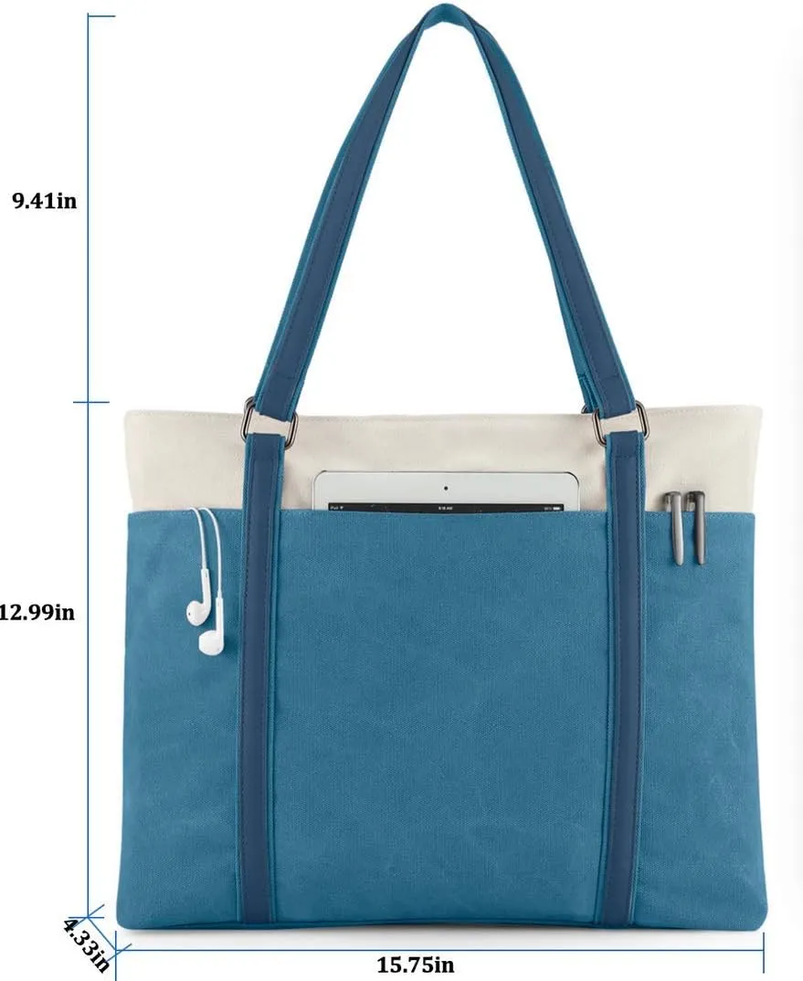 Wxnow Women Laptop Tote Bag Canvas Handbag Purse Shoulder Bag