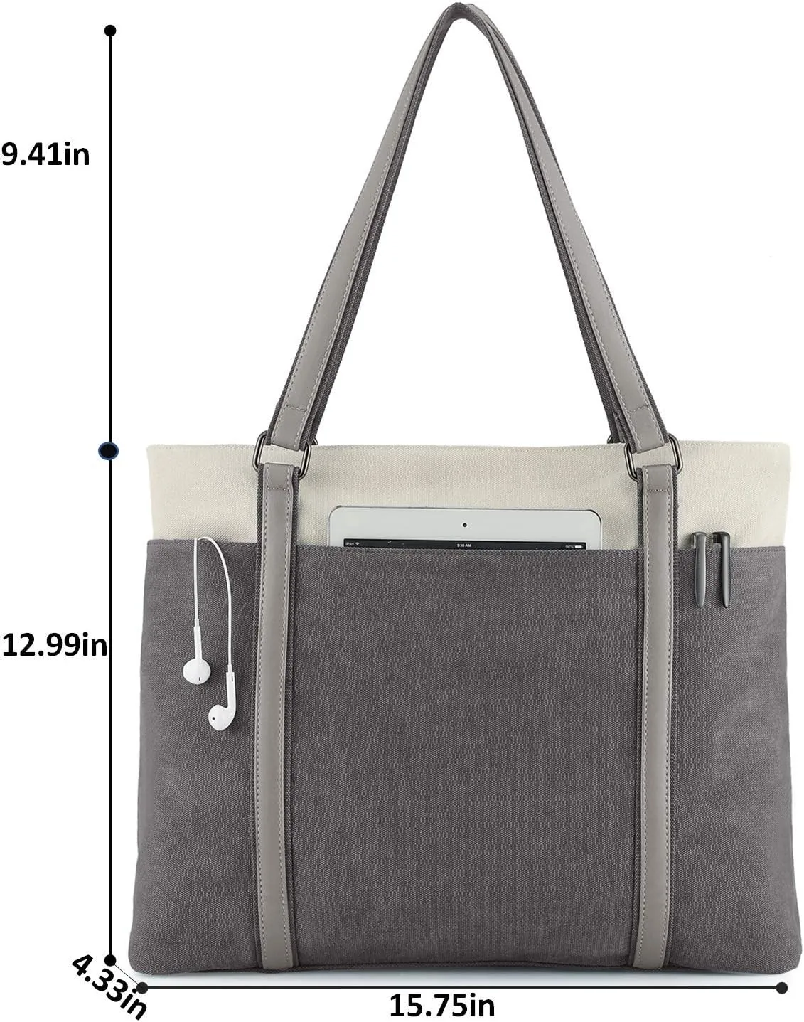 Wxnow Women Laptop Tote Bag Canvas Handbag Purse Shoulder Bag