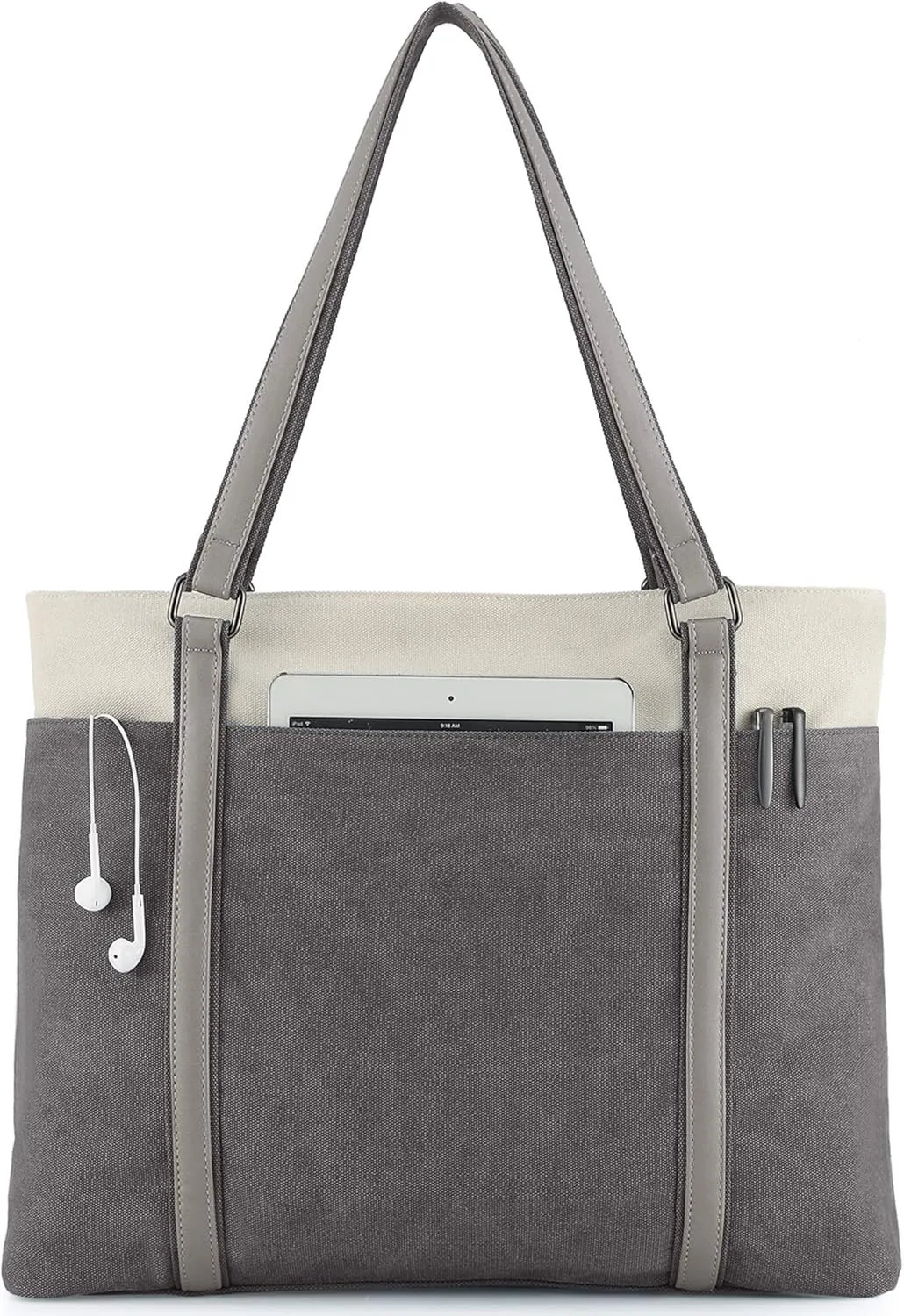 Wxnow Women Laptop Tote Bag Canvas Handbag Purse Shoulder Bag