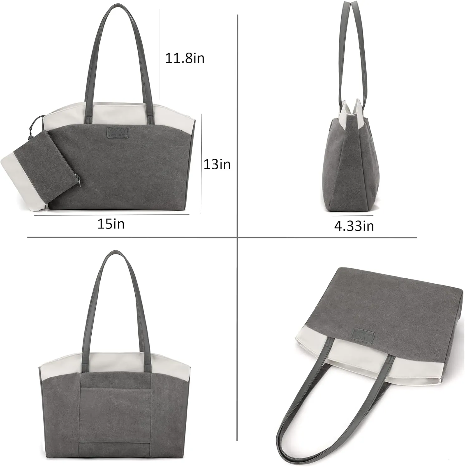 Wxnow Women Laptop Tote Bag Canvas Handbag Purse Shoulder Bag