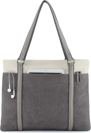 Wxnow Women Laptop Tote Bag Canvas Handbag Purse Shoulder Bag