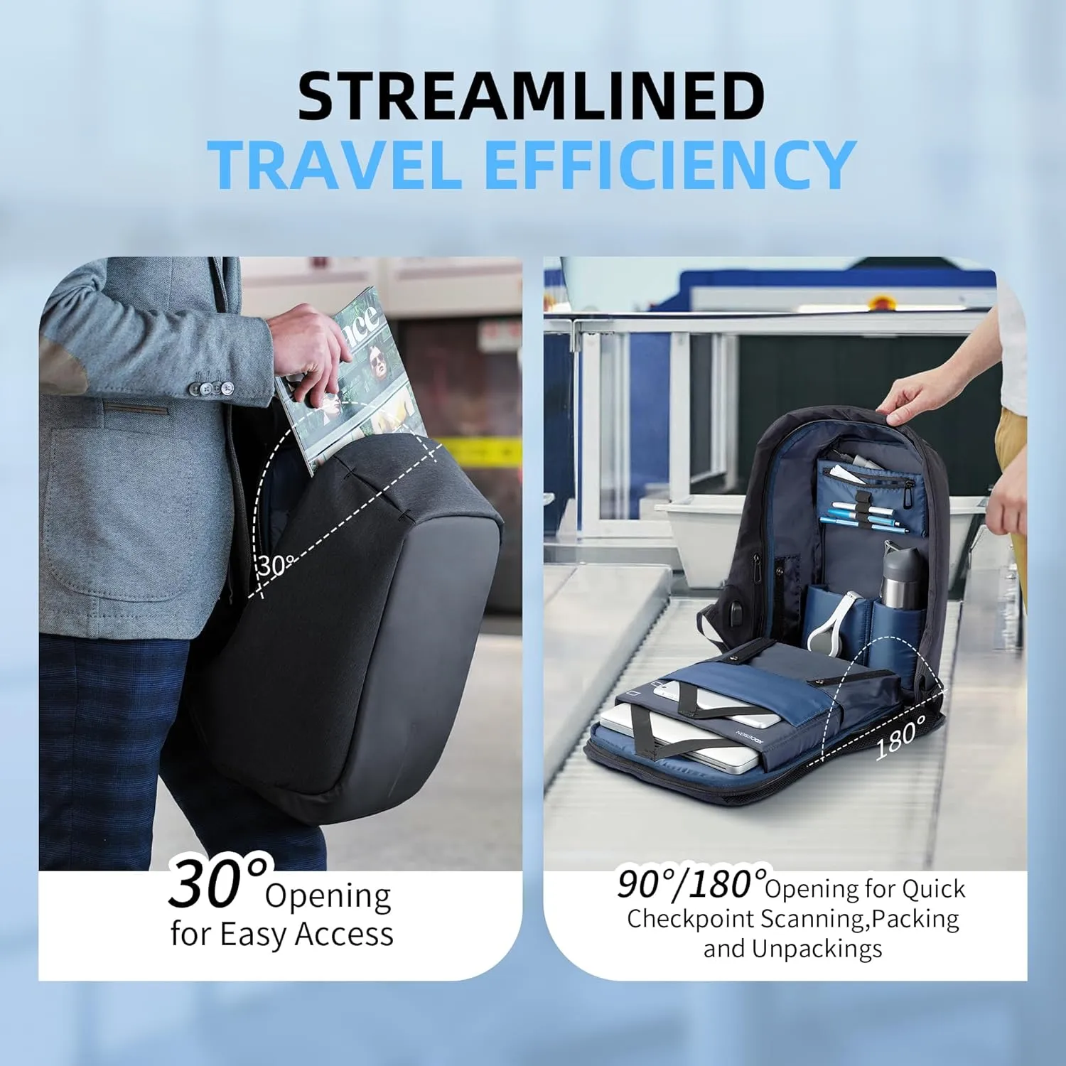 XDDesign Bobby Original 12.5L Anti Theft Laptop Backpack, 15.6" Laptop&9.7" Tablet Sleeve,Slash-resistant,Water Repellent,Shockproof, USB Charging Port Travel Carry on Flight Approved for Men&Women