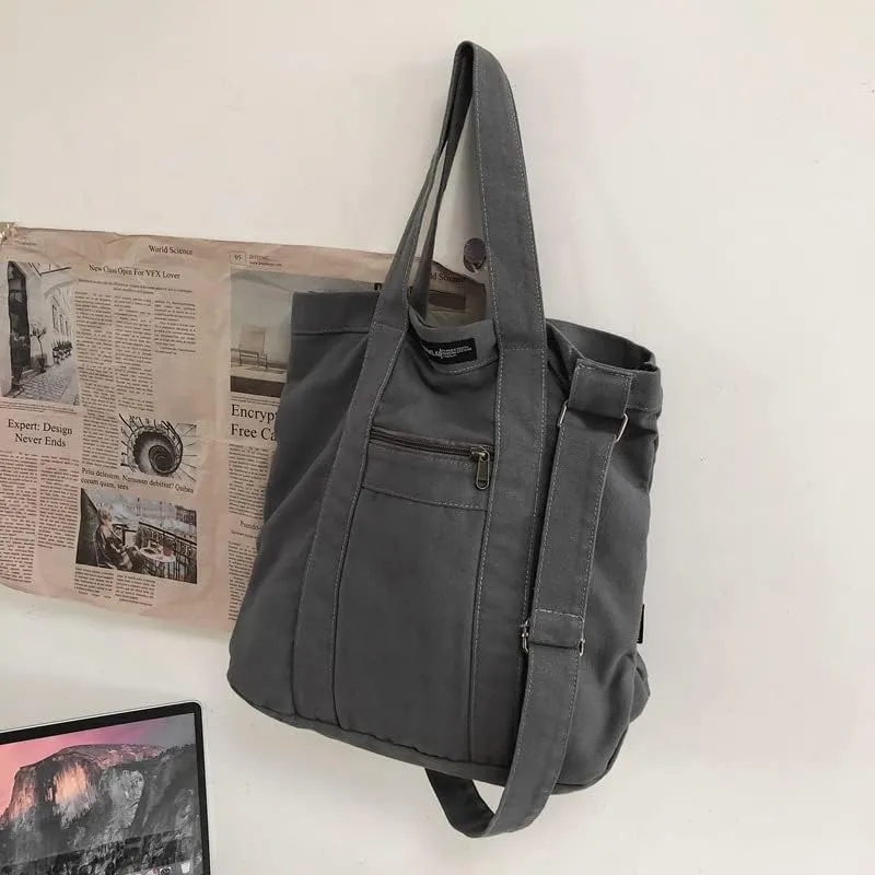 Y2k Grunge Gothic Tote Bag Aesthetic Japanese Harajuku Handbag Dark Hippie Punk Shoulder Bag Vintage Satchel Purse (Grey,One size)