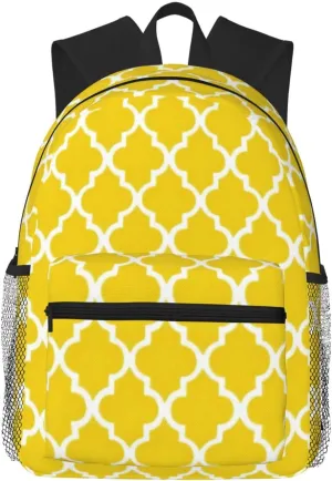 Yellow Quatrefoil Tiles Pattern Lightweight Packable Backpack Travel Casual Hiking Daypack Foldable Backpack For Men Women