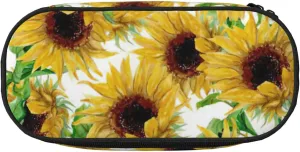 Yellow Sunflowers Print Simple rectangle Pen bag Storage case for Office supplies,cosmetics,toiletries