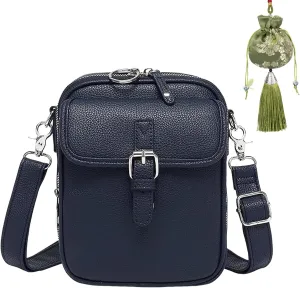 Zealburst Crossbody Leather Bag, 2025 Vintage Double Layer Crossbody Leather Bags for Women with Card Slot