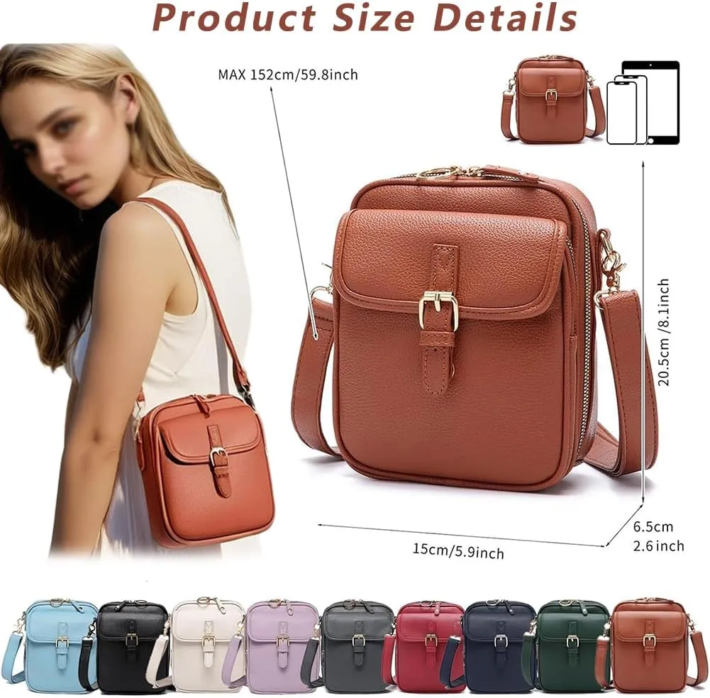 Zealburst Crossbody Leather Bag, 2025 Vintage Double Layer Crossbody Leather Bags for Women with Card Slot