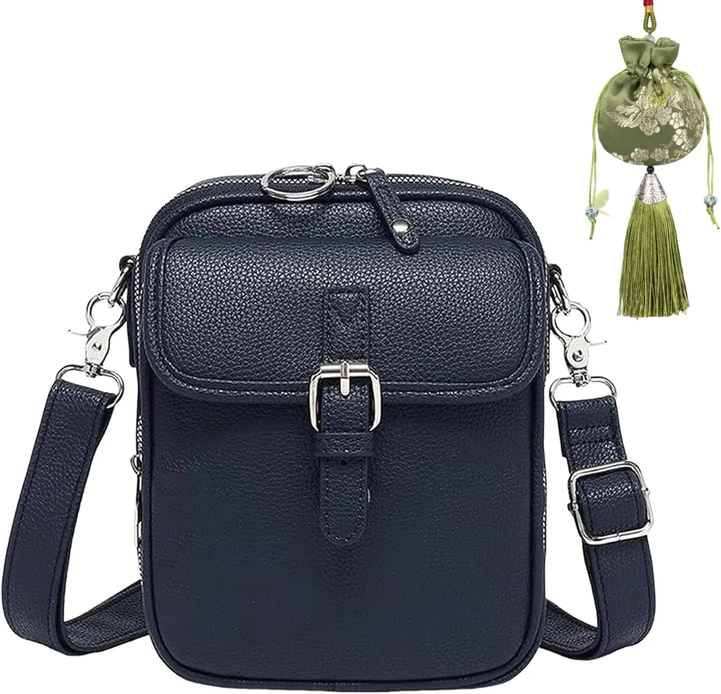 Zealburst Crossbody Leather Bag, 2025 Vintage Double Layer Crossbody Leather Bags for Women with Card Slot