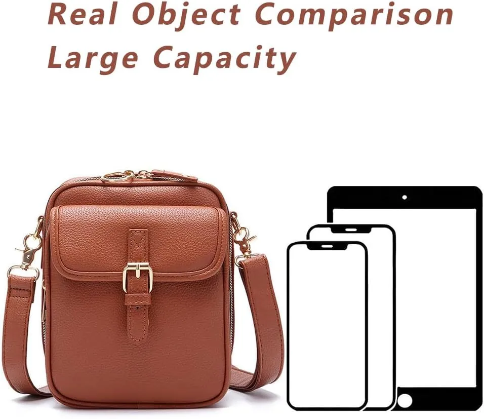 Zealburst Crossbody Leather Bag, 2025 Vintage Double Layer Crossbody Leather Bags for Women with Card Slot