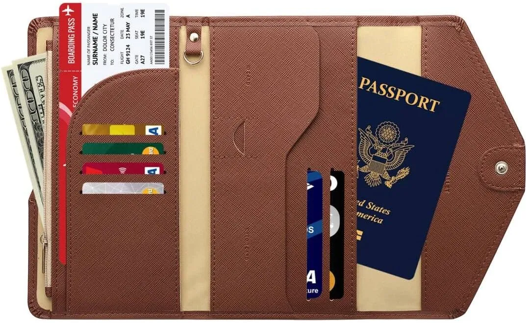 ZOPPEN Mulit-purpose Rfid Blocking Passport Holder Travel Wallet (Ver.4) Passport and Vaccine Card Holder ComboTri-fold Document Organizer Travel Essentials
