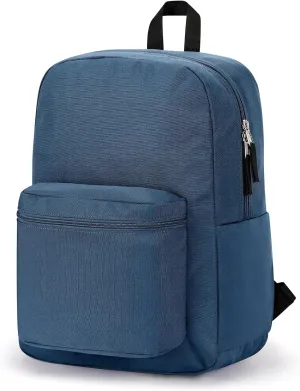ZORFIN Simple Backpack for School Work Travel: Lightweight Bookbag for Girls and Boys - Water Resistant Backpacks for Men and Women - Navy