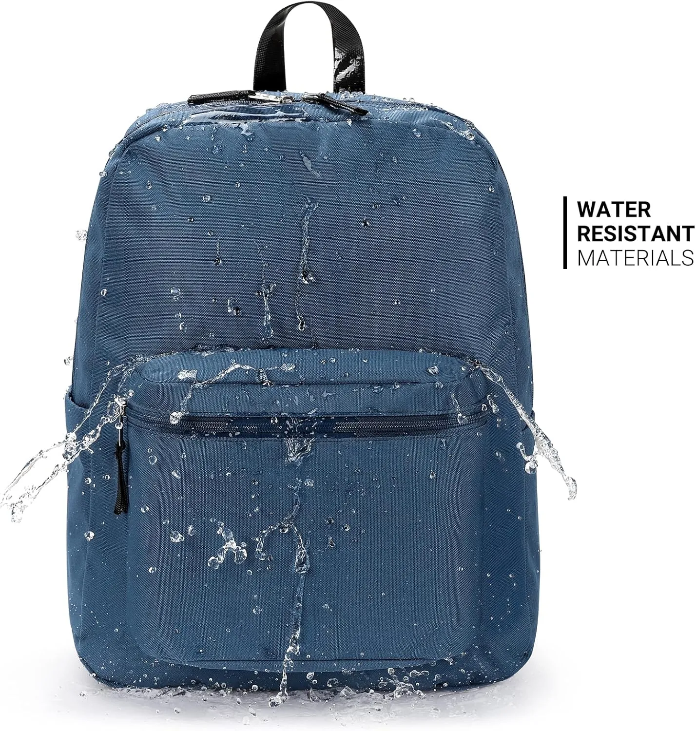 ZORFIN Simple Backpack for School Work Travel: Lightweight Bookbag for Girls and Boys - Water Resistant Backpacks for Men and Women - Navy