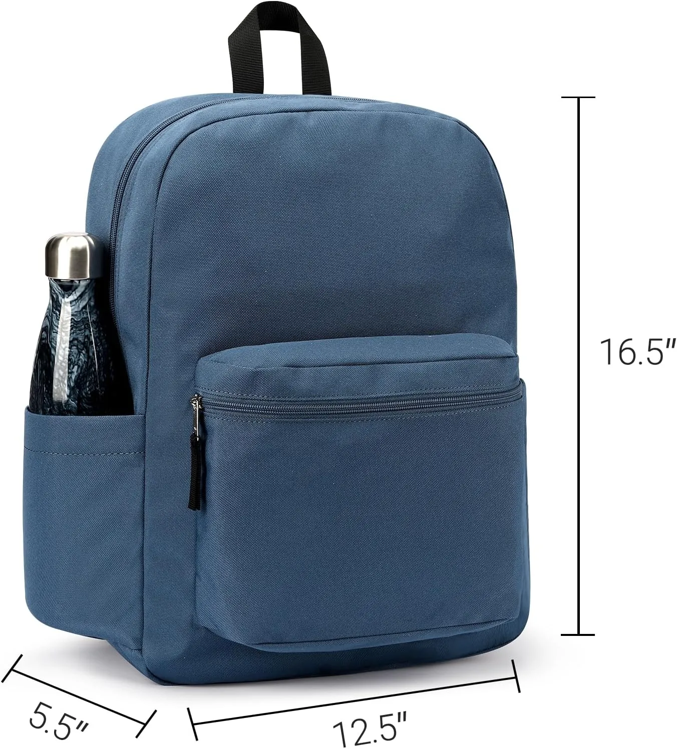 ZORFIN Simple Backpack for School Work Travel: Lightweight Bookbag for Girls and Boys - Water Resistant Backpacks for Men and Women - Navy