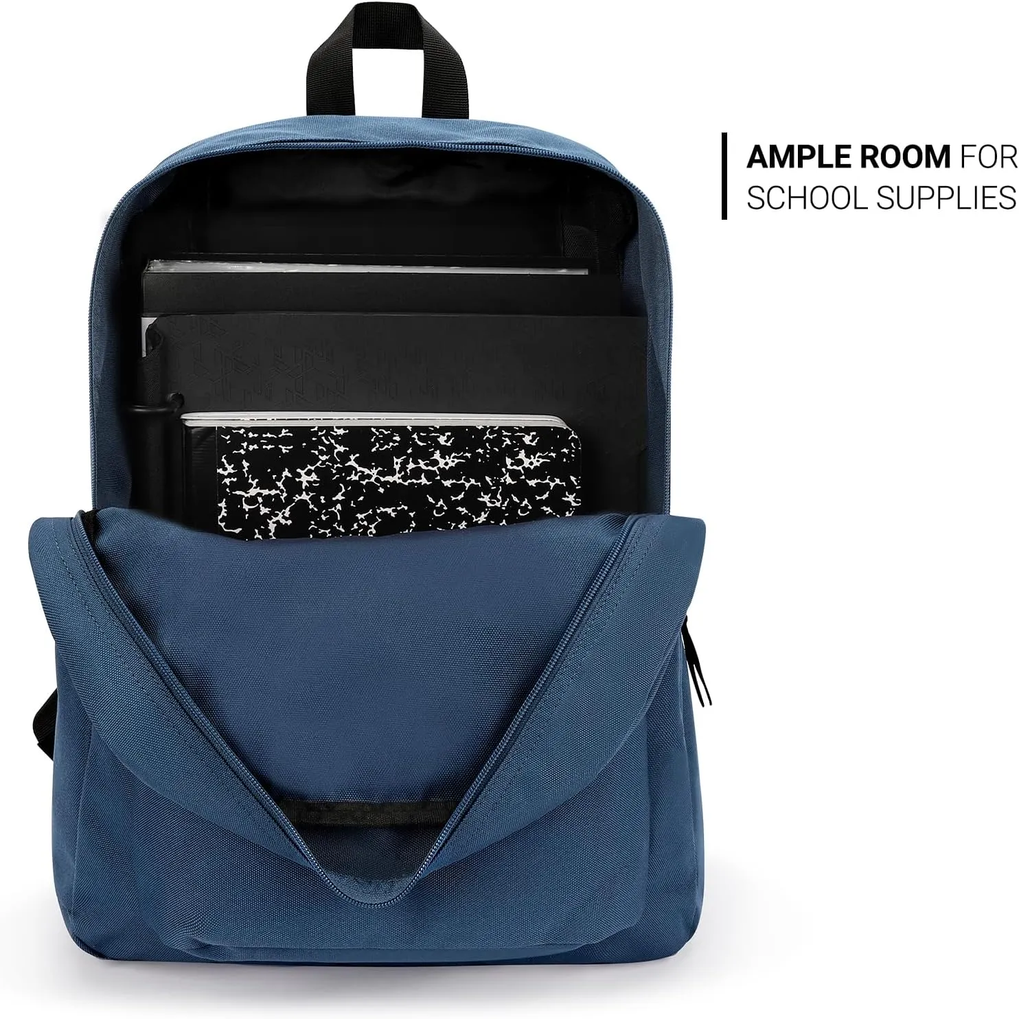 ZORFIN Simple Backpack for School Work Travel: Lightweight Bookbag for Girls and Boys - Water Resistant Backpacks for Men and Women - Navy